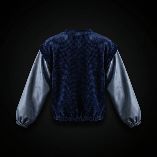 Textured Contrast Pullover – Navy