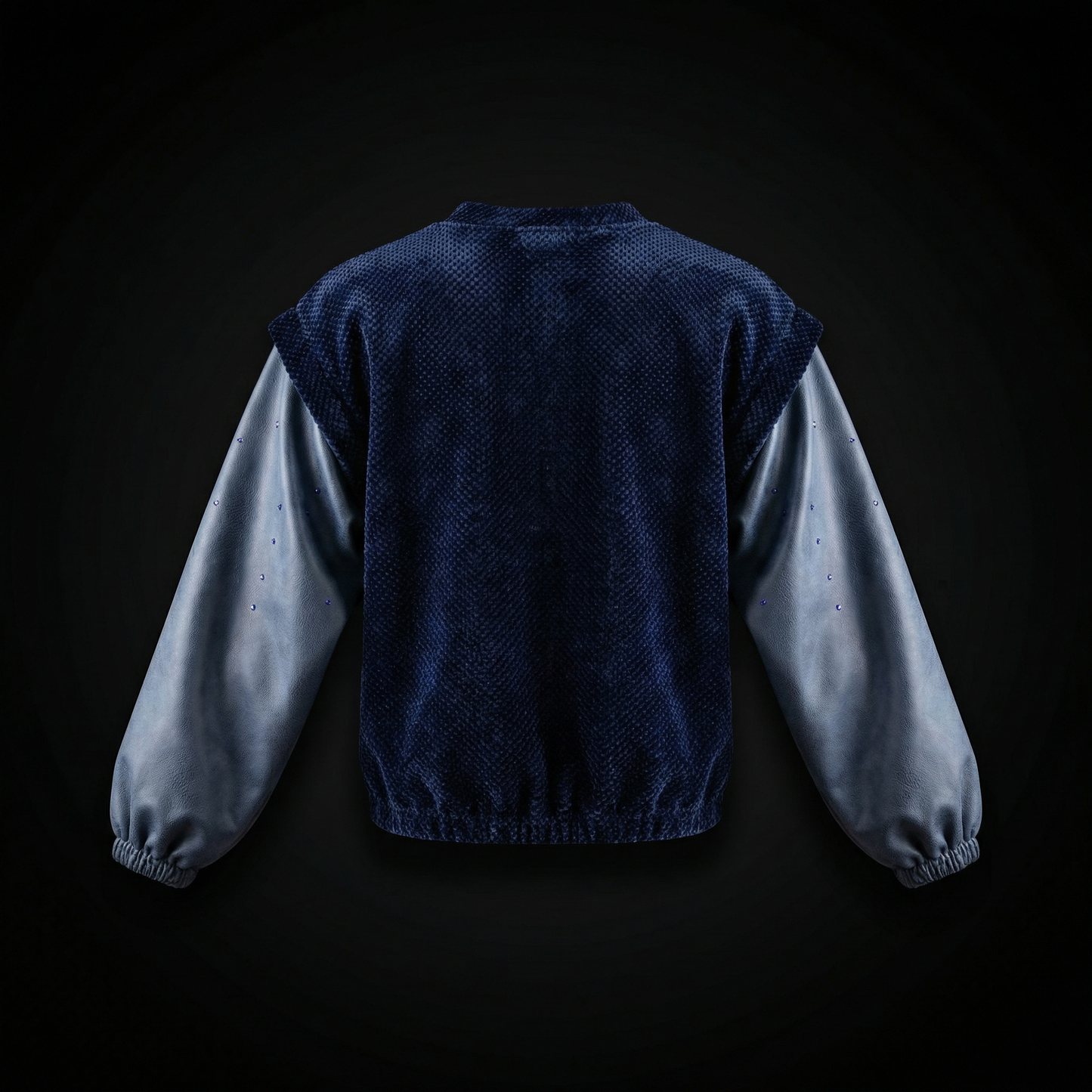Textured Contrast Pullover – Navy