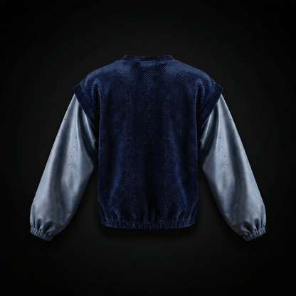 Textured Contrast Pullover – Navy