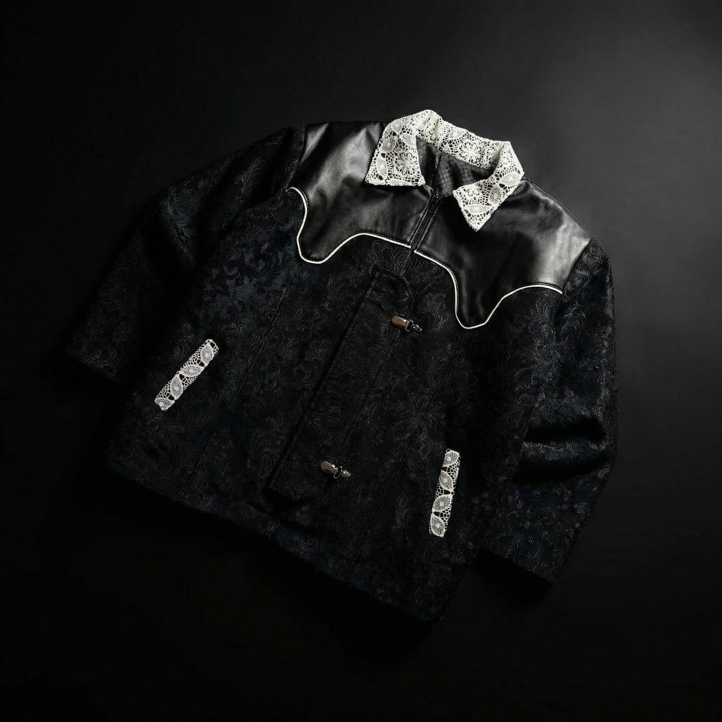 Contrast Lace Panel Jacket – Black