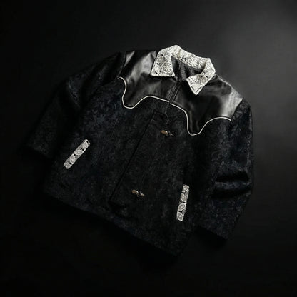 Contrast Lace Panel Jacket – Black
