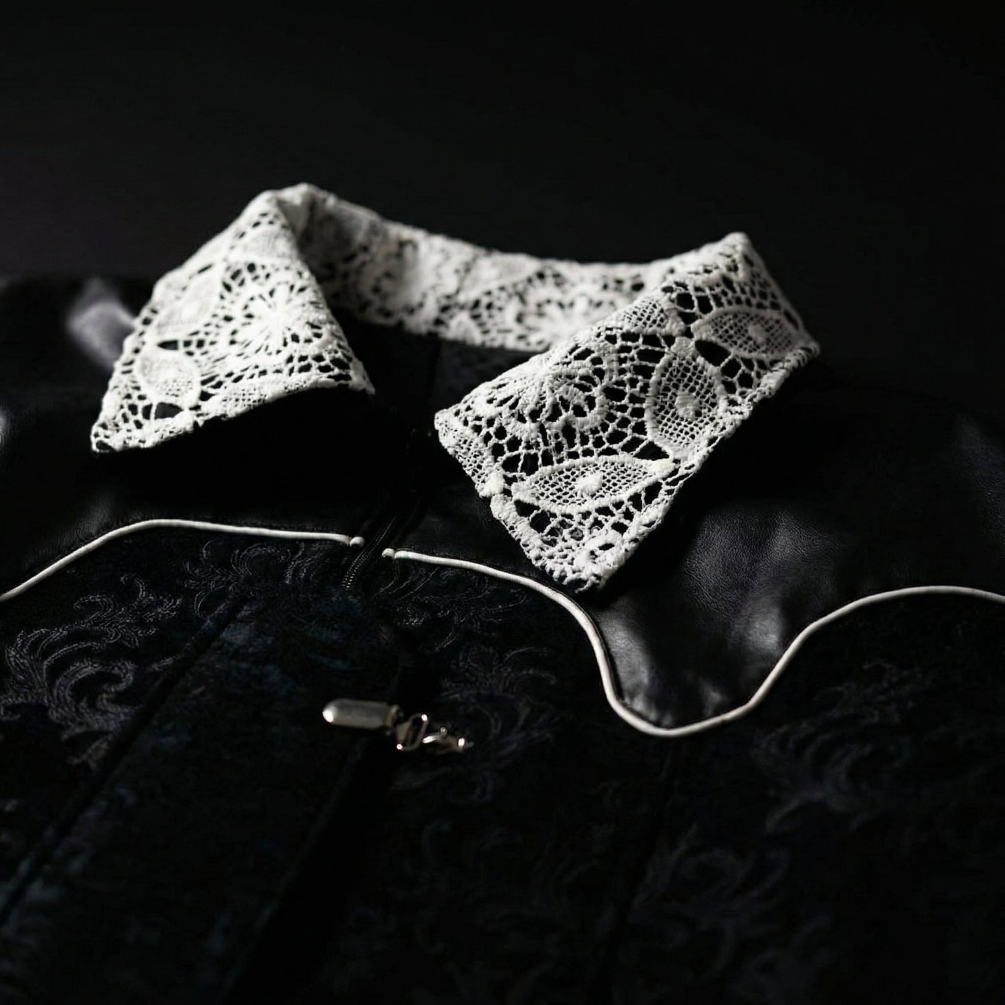Contrast Lace Panel Jacket – Black