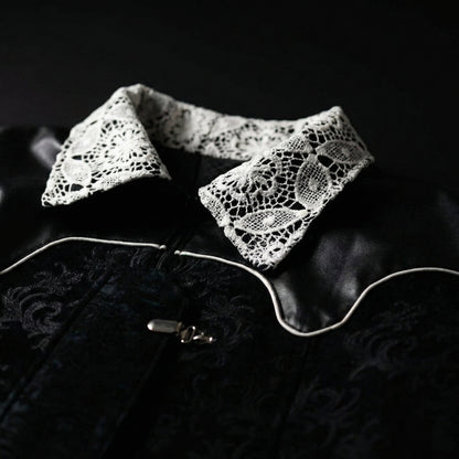 Contrast Lace Panel Jacket – Black