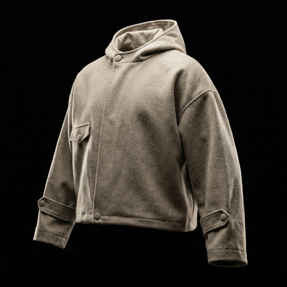 Cropped Hooded Jacket – Taupe