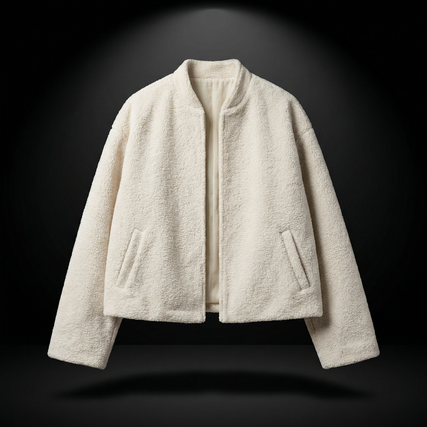 Textured Open Jacket – Ivory
