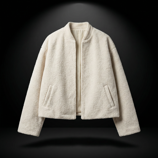 Textured Open Jacket – Ivory