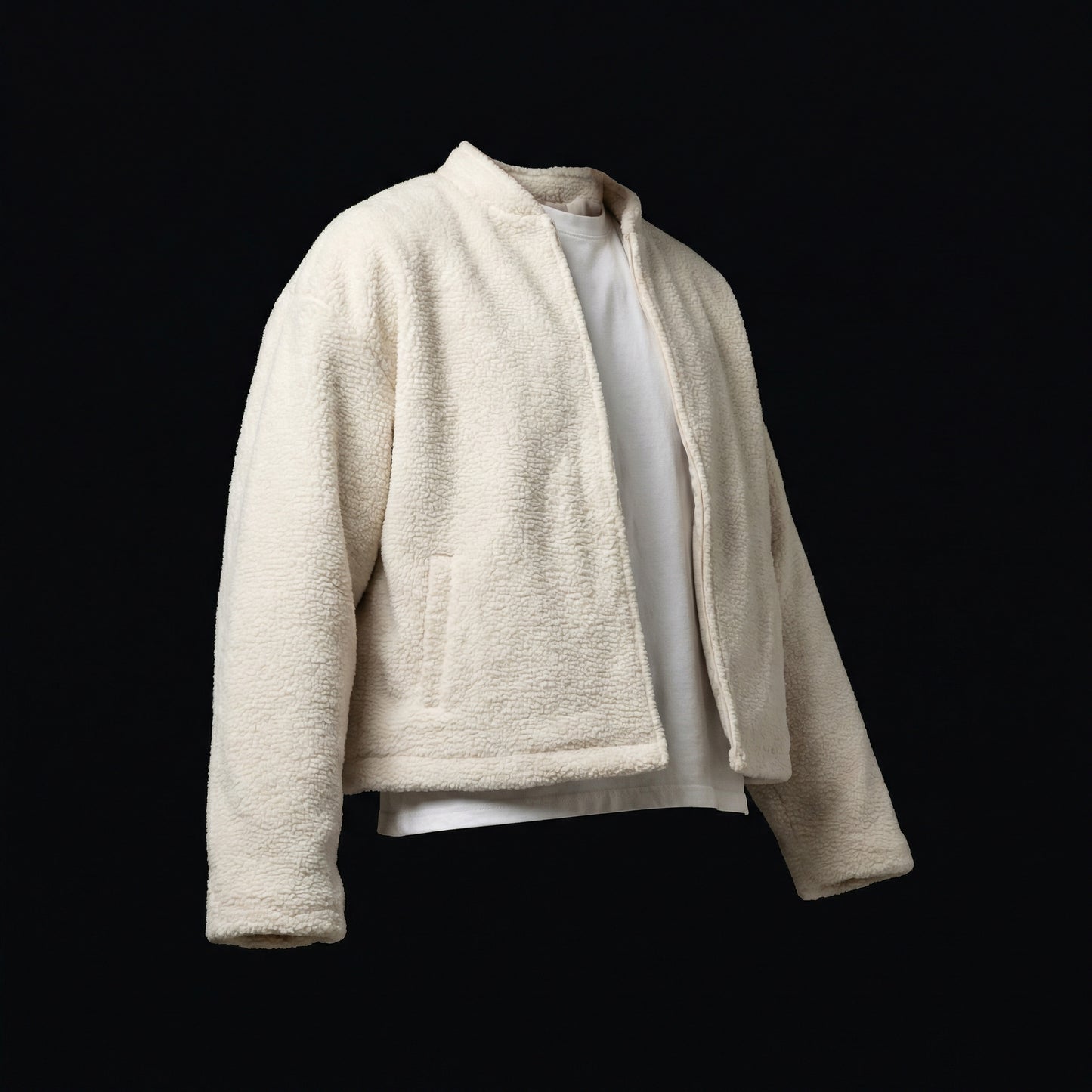 Textured Open Jacket – Ivory