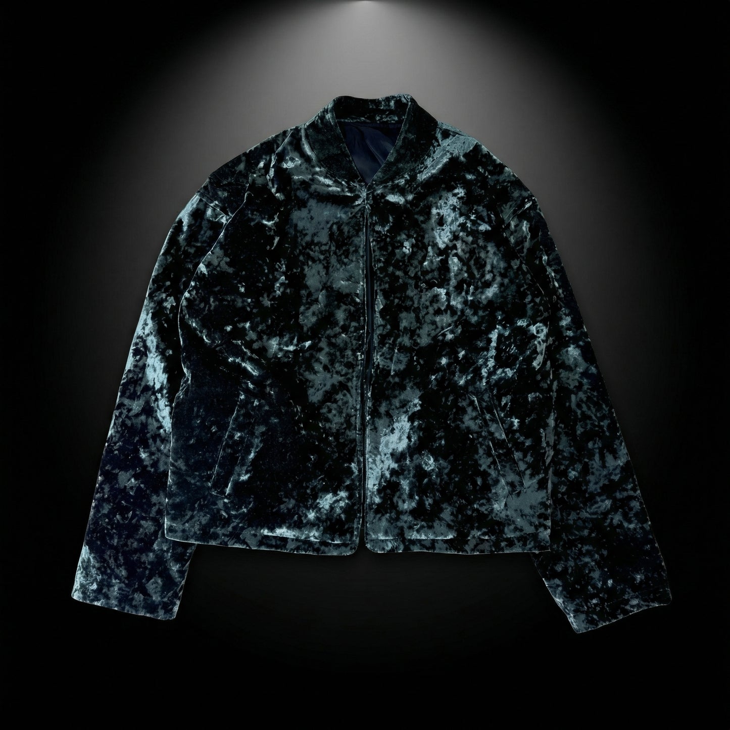 Crushed Velvet Open Jacket – Midnight