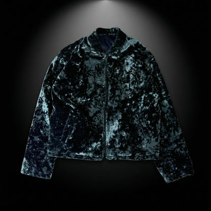 Crushed Velvet Open Jacket – Midnight