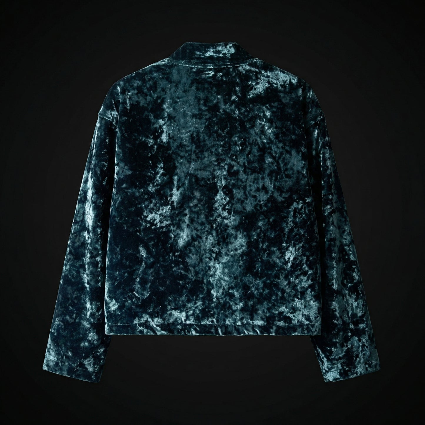 Crushed Velvet Open Jacket – Midnight