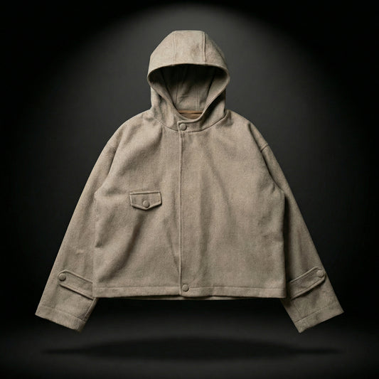 Cropped Hooded Jacket – Taupe